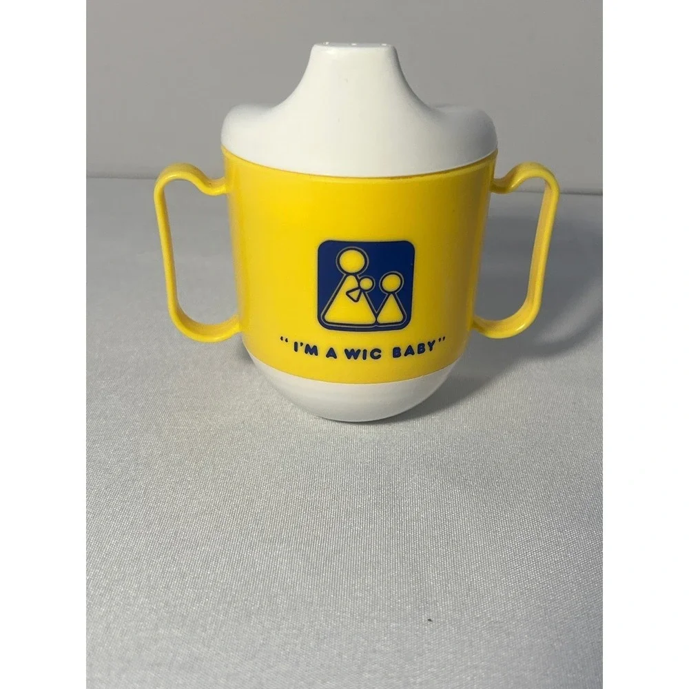 Vintage RARE WIC Baby Yellow Sippy Cup Toddler Training Cup with Handles‎ Retro